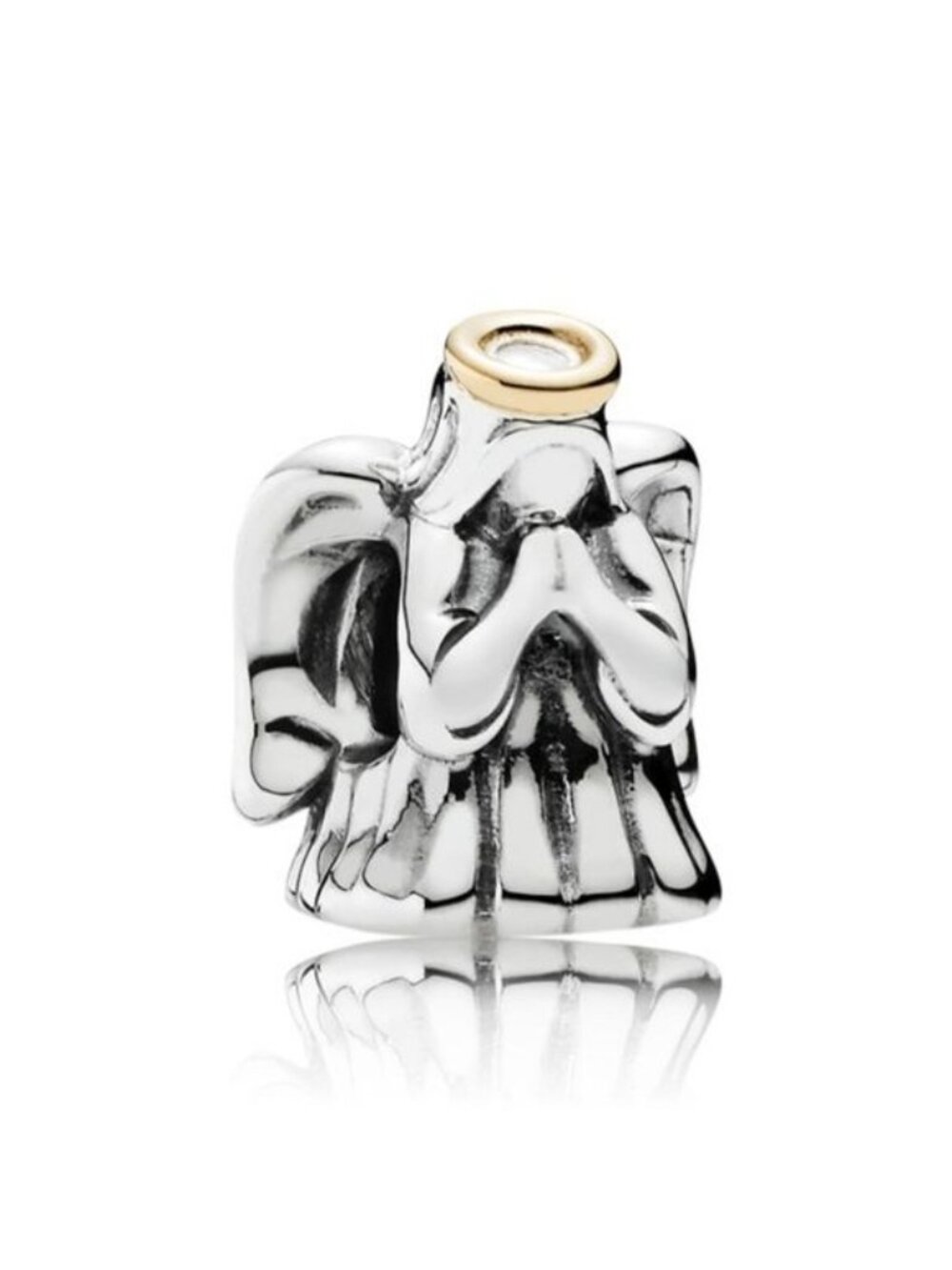 Pandora Retired Sterling Silver Divine Angel Charm 14K Gold Halo - 791770